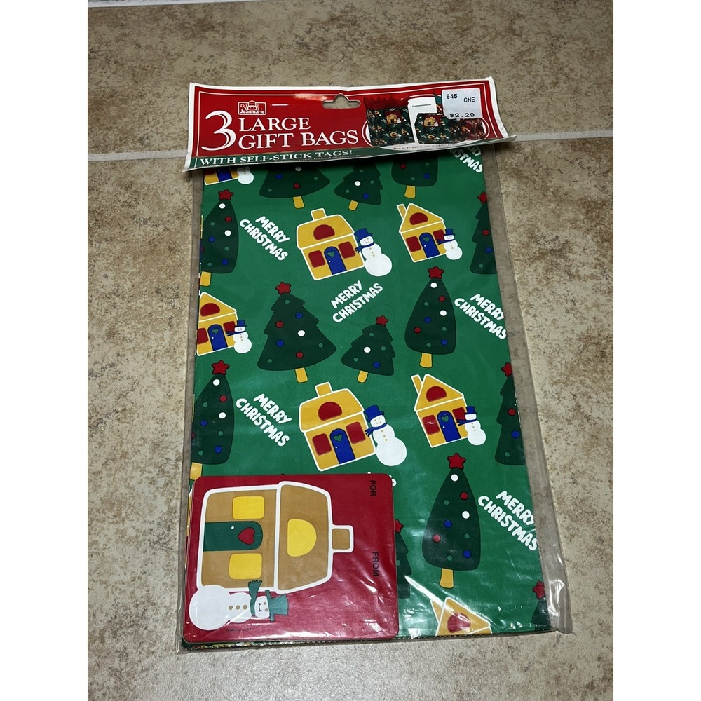 Vintage 1997 Jeanmarie Christmas Gift Bags Set of 3 Dead Stock Sealed Tags USA
